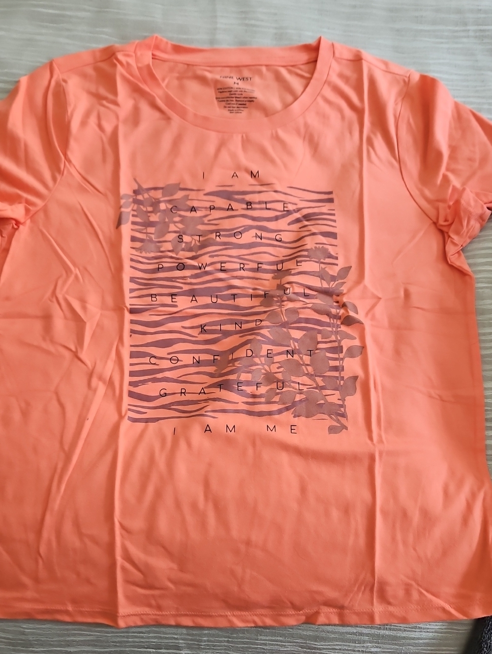 Nine West Coral Short Sleeve Tee with Graphic Print